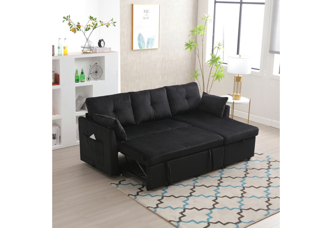 KLAM HOME Schlafsofa Multifunktionales Sofa mit Stauraum und Ausziehbett, Auswechselbares Chaiselongue-Schlafsofa, Anbausofa mit Stauraumsitzen, Modulares L-Sofa, modulares Ecksofa für Wohnzimmer KLAM HOME Schlafsofa Multifunktionales Sofa mit Stauraum und Ausziehbett, Auswechselbares Chaiselongue-Schlafsofa, Anbausofa mit Stauraumsitzen, Modulares L-Sofa, modulares Ecksofa für Wohnzimmer von KLAM HOME
