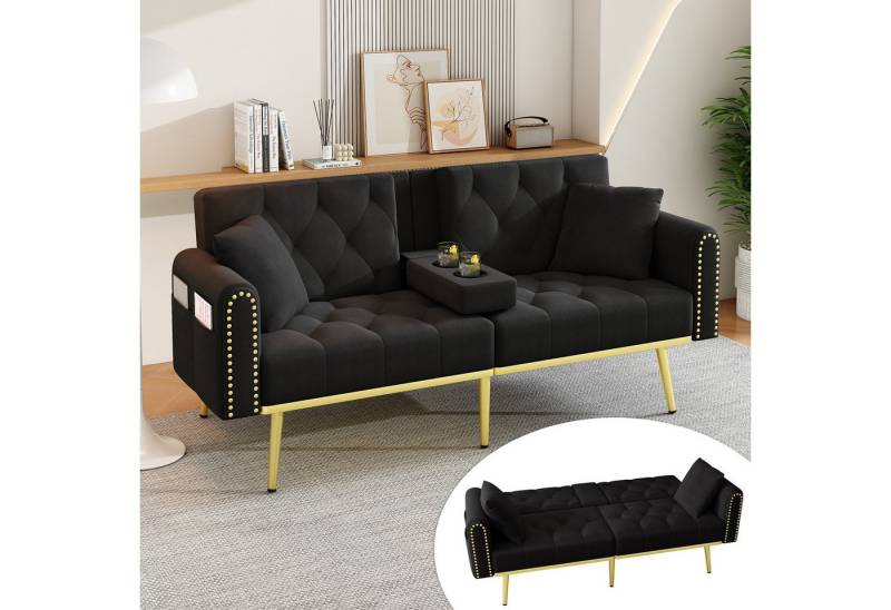KLAM HOME Schlafsofa Schlafsofa Ausklappbar Mit Verstellbarer Rückenlehne, 2 Sitzer Gästebett In Beige Velvet, Modernes Sofabett Mit Getränkehalter Für Wohnzimmer KLAM HOME Schlafsofa Schlafsofa Ausklappbar Mit Verstellbarer Rückenlehne, 2 Sitzer Gästebett In Beige Velvet, Modernes Sofabett Mit Getränkehalter Für Wohnzimmer von KLAM HOME