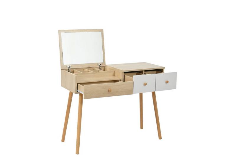 KLAM HOME Schminktisch multifunktionaler Kosmetiktisch mit Spiegel Frisiertisch (1 Tisch), mit Schubladen und geteilter Stauraum 100 x 78 x40 cm(ohne Hocker) von KLAM HOME