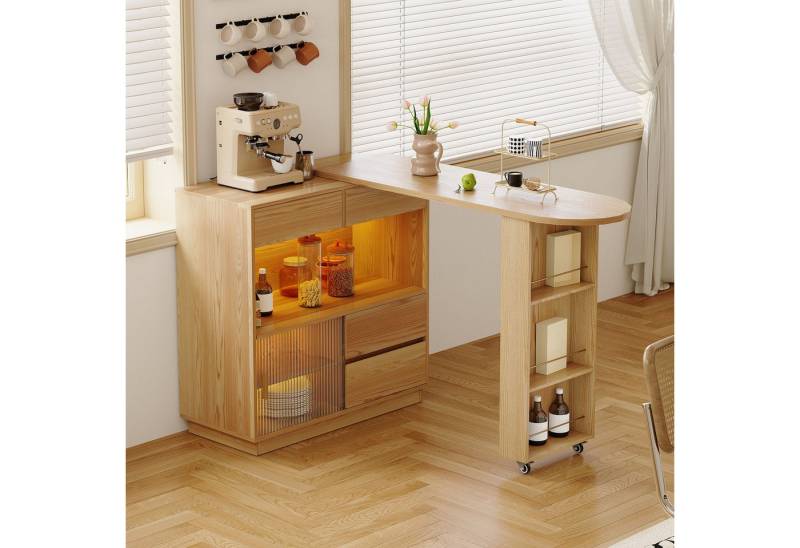 KLAM HOME Schreibtisch L-förmiger Schreibtisch mit Ablage, 4 Schubladen + 2 Fächer, Bürotisch Computertisch PC Tisch Laptoptisch Ablage Regal Homeoffice von KLAM HOME