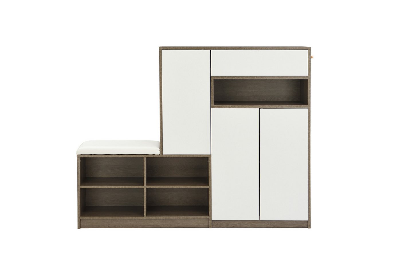 KLAM HOME Schuhschrank Schuhkommode Schuhaufbewahrungsbank multifunktionales Schuhregal (mit 3 hängenden Haken & offenem Stauraum) Wandgarderobe für Flur Diele Wohnzimmer von KLAM HOME