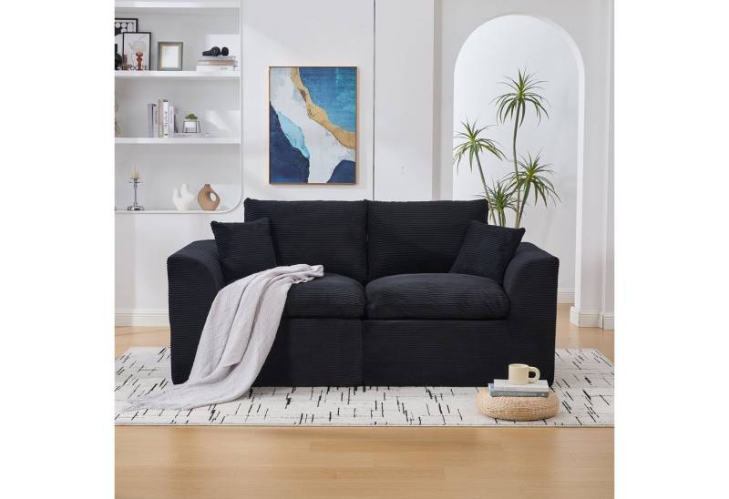 KLAM HOME Sessel Moderner Cord Sessel Einzelsitzer im Nordischen Stil (Dunkelgraues Sofa mit Hochwertigem Bezug), Hoch elastischer Schaumstoff für maximalen Sitzkomfort von KLAM HOME