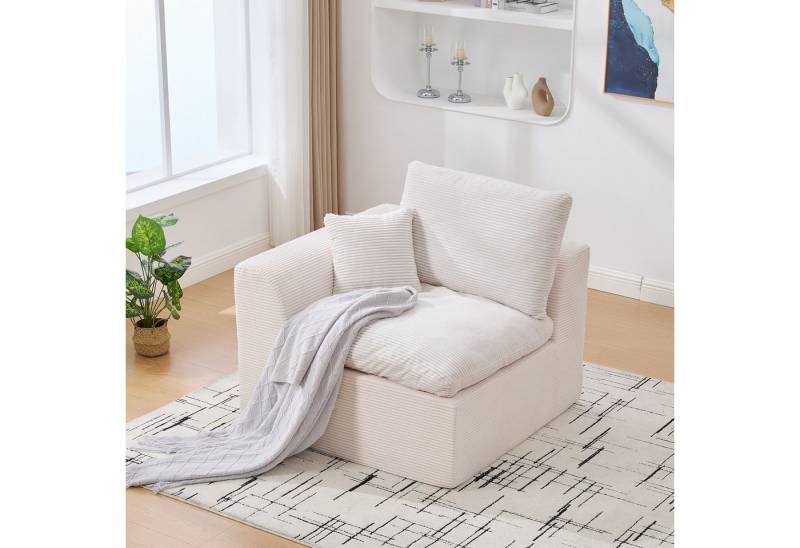 KLAM HOME Sessel Moderner Cord Sessel Einzelsitzer im Nordischen Stil (Dunkelgraues Sofa mit Hochwertigem Bezug), Hoch elastischer Schaumstoff für maximalen Sitzkomfort von KLAM HOME