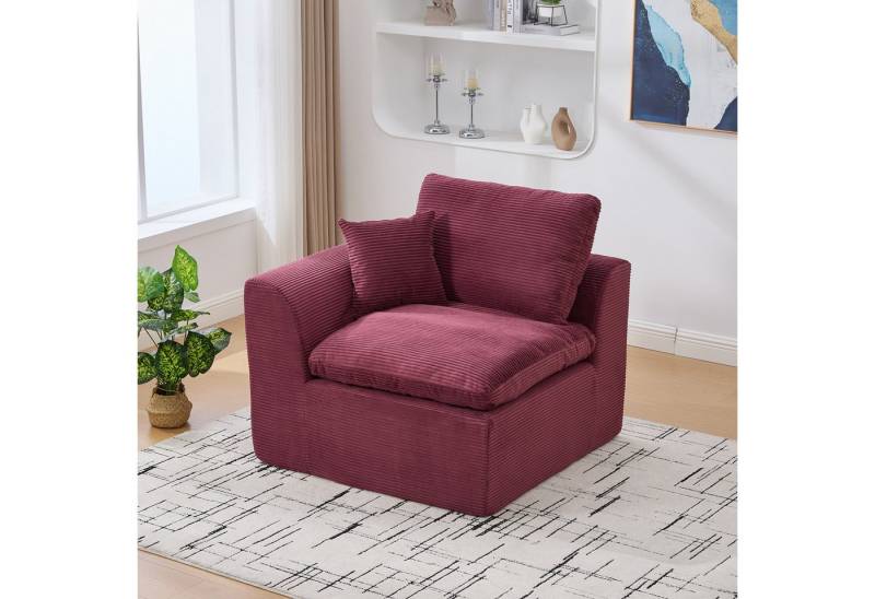 KLAM HOME Sessel Moderner Cord Sessel Einzelsitzer im Nordischen Stil (Dunkelgraues Sofa mit Hochwertigem Bezug), Hoch elastischer Schaumstoff für maximalen Sitzkomfort von KLAM HOME