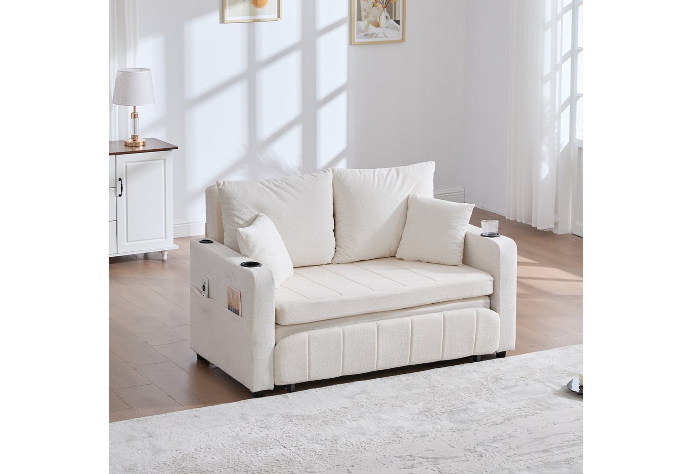 KLAM HOME Sofa 2-in-1 Klappsofa: Ausziehbar mit waschbaren Bezügen, Multifunktions-Sofa: USB-Ladung und Becherhalter, Platzsparend: Mit Staufach und abnehmbarer Hülle KLAM HOME Sofa 2-in-1 Klappsofa: Ausziehbar mit waschbaren Bezügen, Multifunktions-Sofa: USB-Ladung und Becherhalter, Platzsparend: Mit Staufach und abnehmbarer Hülle von KLAM HOME