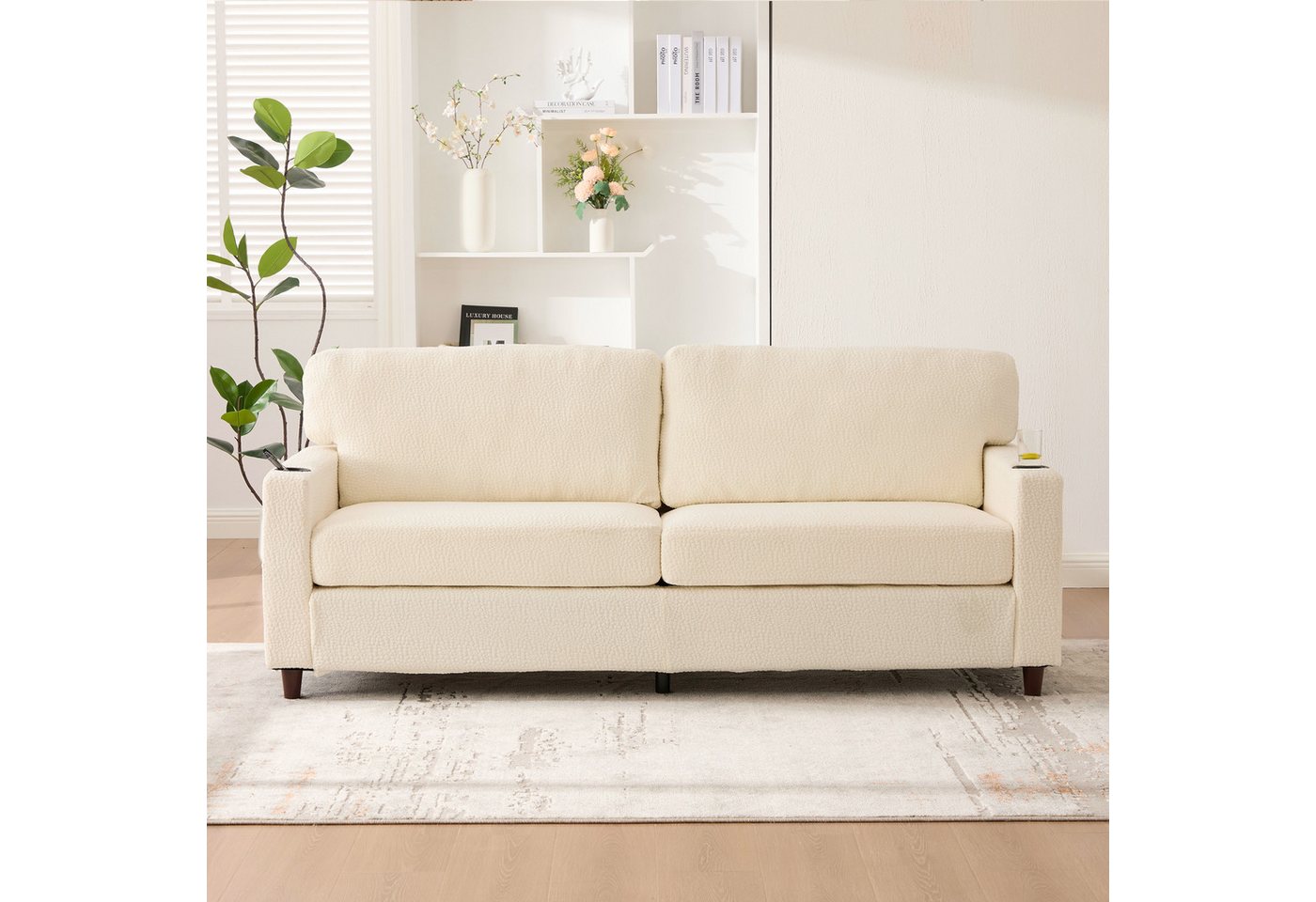 KLAM HOME Sofa Modernes 2-Sitzer Sofa mit USB-C Ladeanschluss und LED-Beleuchtung, Hochwertiger Chenille Stoffbezug mit integrierten Getränkehaltern, Bequeme Zweisitzer Couch für Wohnzimmer, Büro und Home-Office KLAM HOME Sofa Modernes 2-Sitzer Sofa mit USB-C Ladeanschluss und LED-Beleuchtung, Hochwertiger Chenille Stoffbezug mit integrierten Getränkehaltern, Bequeme Zweisitzer Couch für Wohnzimmer, Büro und Home-Office von KLAM HOME