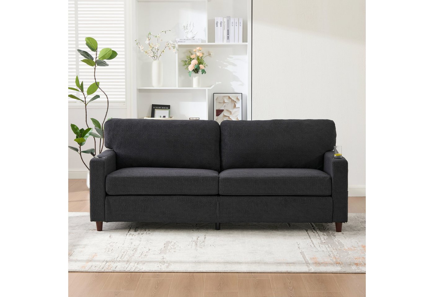 KLAM HOME Sofa Modernes 2-Sitzer Sofa mit USB-C Ladeanschluss und LED-Beleuchtung, Hochwertiger Chenille Stoffbezug mit integrierten Getränkehaltern, Bequeme Zweisitzer Couch für Wohnzimmer, Büro und Home-Office KLAM HOME Sofa Modernes 2-Sitzer Sofa mit USB-C Ladeanschluss und LED-Beleuchtung, Hochwertiger Chenille Stoffbezug mit integrierten Getränkehaltern, Bequeme Zweisitzer Couch für Wohnzimmer, Büro und Home-Office von KLAM HOME