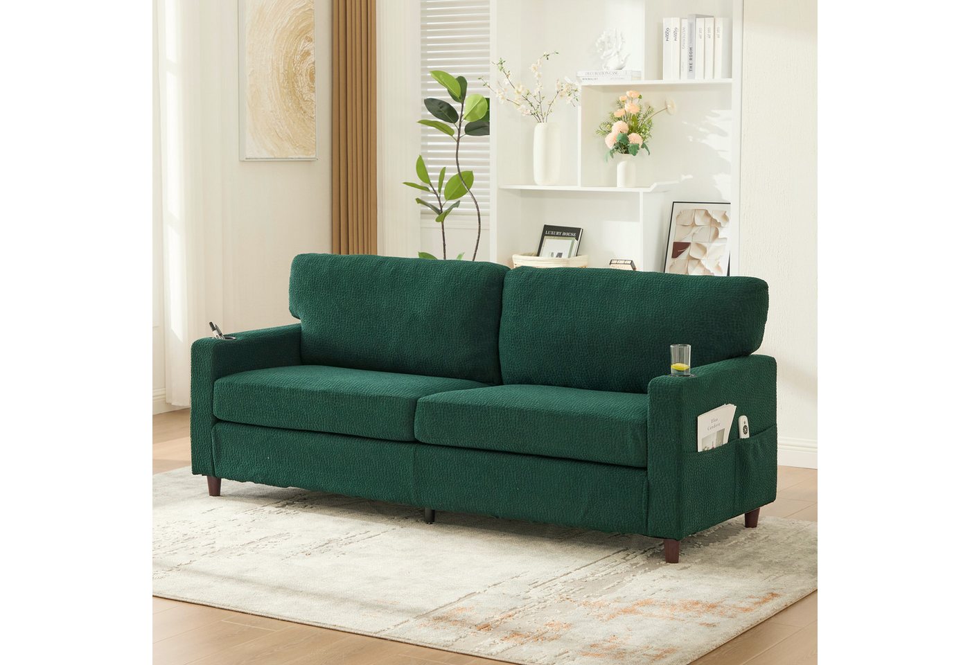 KLAM HOME Sofa Modernes 2-Sitzer Sofa mit USB-C Ladeanschluss und LED-Beleuchtung, Hochwertiger Chenille Stoffbezug mit integrierten Getränkehaltern, Bequeme Zweisitzer Couch für Wohnzimmer, Büro und Home-Office KLAM HOME Sofa Modernes 2-Sitzer Sofa mit USB-C Ladeanschluss und LED-Beleuchtung, Hochwertiger Chenille Stoffbezug mit integrierten Getränkehaltern, Bequeme Zweisitzer Couch für Wohnzimmer, Büro und Home-Office von KLAM HOME