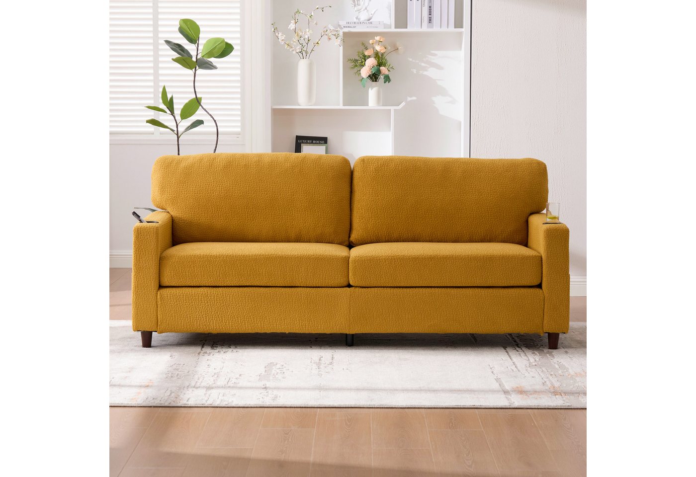 KLAM HOME Sofa Modernes 2-Sitzer Sofa mit USB-C Ladeanschluss und LED-Beleuchtung, Hochwertiger Chenille Stoffbezug mit integrierten Getränkehaltern, Bequeme Zweisitzer Couch für Wohnzimmer, Büro und Home-Office KLAM HOME Sofa Modernes 2-Sitzer Sofa mit USB-C Ladeanschluss und LED-Beleuchtung, Hochwertiger Chenille Stoffbezug mit integrierten Getränkehaltern, Bequeme Zweisitzer Couch für Wohnzimmer, Büro und Home-Office von KLAM HOME