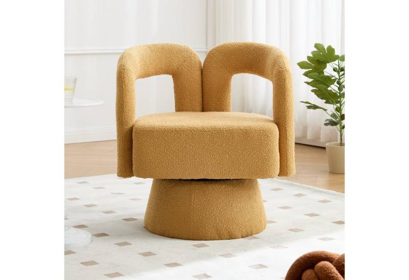 KLAM HOME Stuhl Drehstuhl 360-Grad-Schwenk-Cuddle-Fass-Bürostuhl (runde Sessel mit breiter Polsterung, flauschigem Stoffstuhl, 1 St), für Wohnzimmer, Schlafzimmer, Büro, Wartezimmer von KLAM HOME
