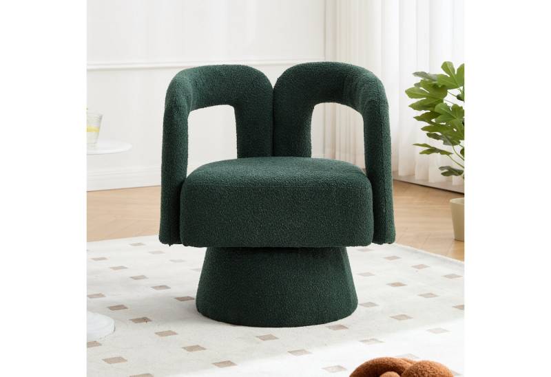 KLAM HOME Stuhl Drehstuhl 360-Grad-Schwenk-Cuddle-Fass-Bürostuhl (runde Sessel mit breiter Polsterung, flauschigem Stoffstuhl, 1 St), für Wohnzimmer, Schlafzimmer, Büro, Wartezimmer von KLAM HOME