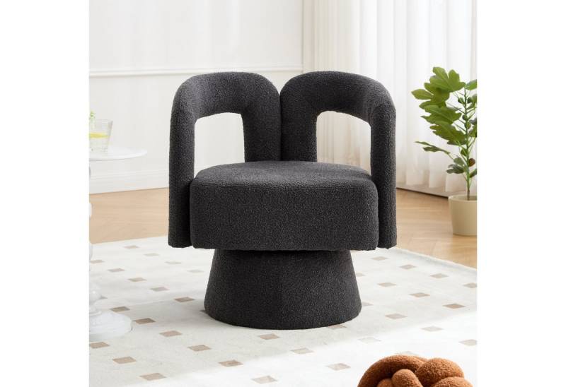 KLAM HOME Stuhl Drehstuhl 360-Grad-Schwenk-Cuddle-Fass-Bürostuhl (runde Sessel mit breiter Polsterung, flauschigem Stoffstuhl, 1 St), für Wohnzimmer, Schlafzimmer, Büro, Wartezimmer von KLAM HOME