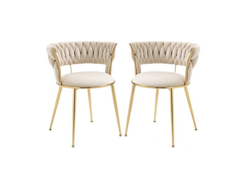KLAM HOME Stuhl Esszimmerstuhl Polsterstuhl Wohnzimmerstuhl Schlafzimmerstuhl (Weicher Samt Esszimmerstuhl 2-teiliges Set, Wohnzimmer Stuhl, 2 St), Moderne fingerförmige Rückenlehne mit Armlehnen Hohler Ankleidestuhl von KLAM HOME