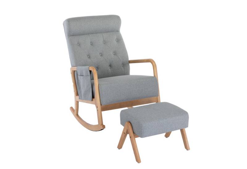 KLAM HOME Stuhl Moderne gepolsterte Schaukelstühle mit Hocker gepolstert Rückenlehne (Hohe Rückenlehne und ergonomisch), Relaxsessel mit Kopfstütze für Balkon Schlaf- und Arbeitszimmer von KLAM HOME