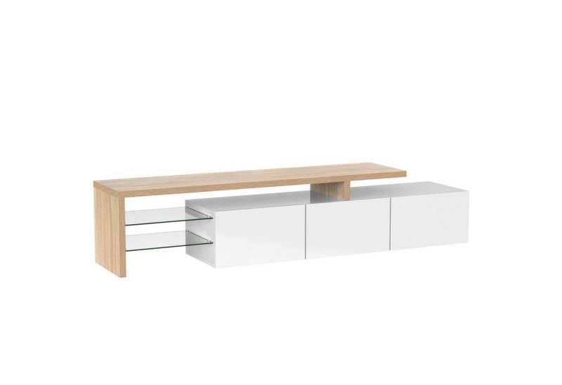 KLAM HOME TV-Schrank TV Lowboard mit LED-Beleuchtung (Unterschrank in wohn-, Schlaf- und Arbeitszimmer) Fernsehschrank sideboards Lowboard für Fernseher bis zu 65 Zoll von KLAM HOME