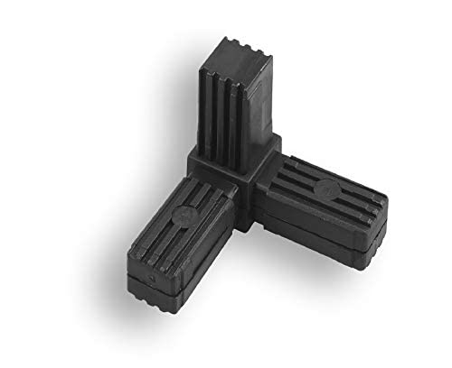 1 Steckverbinder Rohrverbinder für Quadratrohre, Kunststoff/Polyamid, Schwarz (3 Zapfen, 30 x 30 x 2,0 mm) von KLAMA