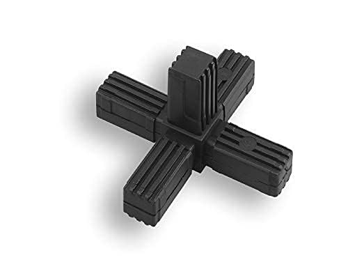 1 Steckverbinder Rohrverbinder für Quadratrohre, Kunststoff/Polyamid, Schwarz (5 Zapfen, 20 x 20 x 1,5 mm) von KLAMA