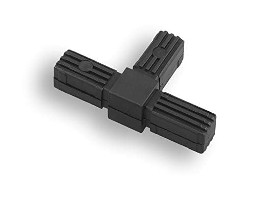1 Steckverbinder mit Stahlkern - Rohrverbinder für Quadratrohre, Kunststoff/Polyamid, Schwarz (T-Stück, 20 x 20 x 1,5 mm) von KLAMA