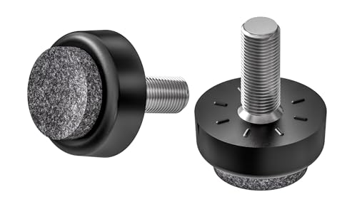 2x Bodenausgleichsschrauben rund mit Filz - Stellfüße mit Gewindebolzen Stahl verzinkt (M8 x 20 mm, Fußdurchmesser 24 mm) von KLAMA