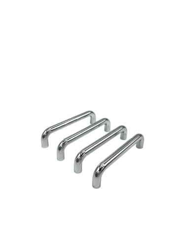 KLAMA 4 St. Bügelgriffe Möbelgriffe Kunststoff - für Schränke, Schubladen und Türen (Lochabstand 96 mm, Chrom) von KLAMA