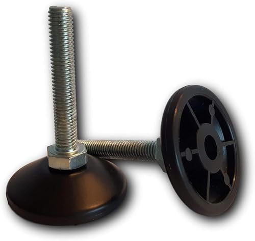 KLAMA 4X Stellfüße höhenverstellbar - Stahl verzinkte Möbelfüße mit angeschweißter Mutter und Kunststoffbasis (Fußdurchmesser 48mm, M8 x 90 mm) von KLAMA