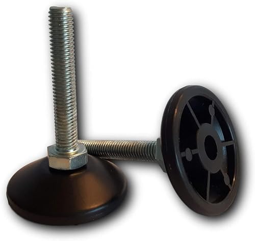 KLAMA 4X Stellfüße höhenverstellbar - Stahl verzinkte Möbelfüße mit angeschweißter Mutter und Kunststoffbasis (M12 x 40 mm, Fußdurchmesser 48mm) von KLAMA