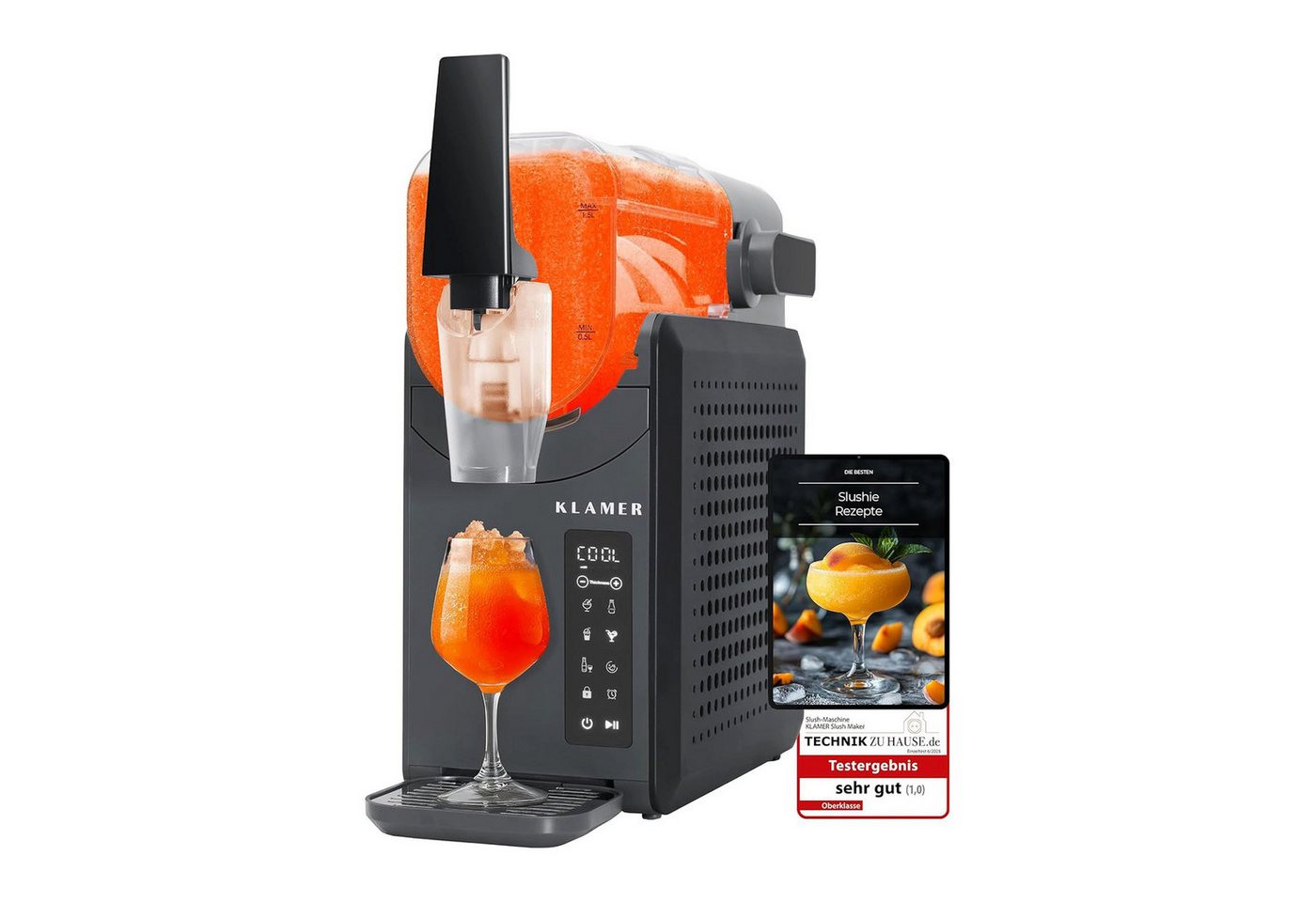 KLAMER Slush-Eismaschine 5 voreingestellte Programme: Slushie, Cocktail, Milchshake, Frappé, W…, 2 l, 220 W, Reinigungsautomatik, Touchpad-Steuerung, Programmierbar KLAMER Slush-Eismaschine 5 voreingestellte Programme: Slushie, Cocktail, Milchshake, Frappé, W…, 2 l, 220 W, Reinigungsautomatik, Touchpad-Steuerung, Programmierbar von KLAMER