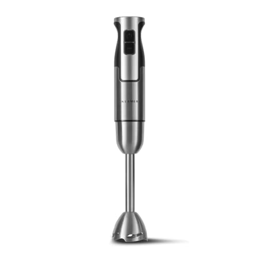 KLAMER Stabmixer 800 Watt (2023), 4 in 1 Pürierstab Edelstahl mit stufenloser Geschwindigkeit und Turbo-Funktion von KLAMER