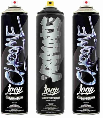 KLAMOTTEN STORE Loop Sprühdosen Set - Silber Schwarz - 3 x 600ml - Spray Cans von Loopcolors von KLAMOTTEN STORE