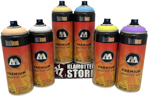 KLAMOTTEN STORE Sprayfarben Molotow Premium Qualität Pastellfarben 6x400ml für Hobby, Kunst und Handwerk von KLAMOTTEN STORE