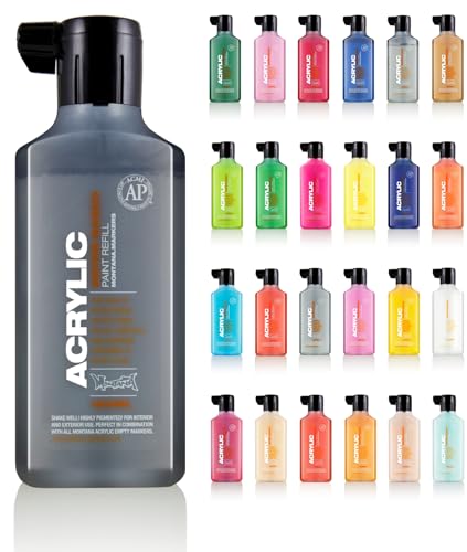 Montana Acrylic Refill 180ml - Nachfüllfarbe für Acrylmarker - ungiftig auf Wasserbasis - Hellgrau - iron curtai von KLAMOTTEN STORE