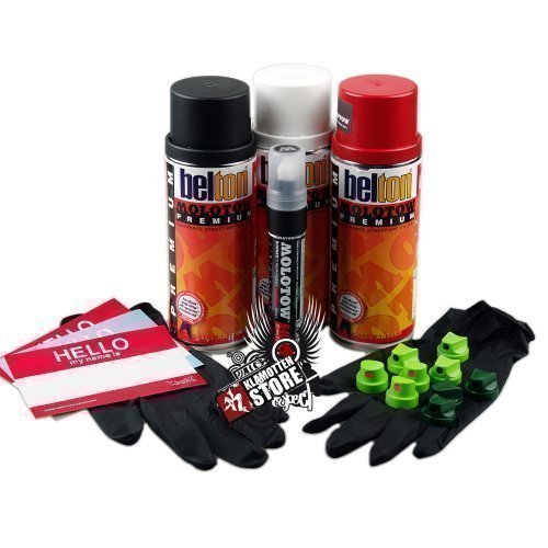 Sprühdosen Set MAKE YOUR MARK ON SOCIETY COLOUR PACK rot weiß schwarz Marker 640PP von KLAMOTTEN STORE