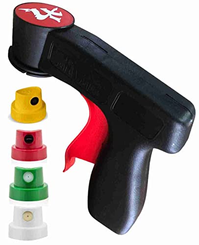 Sprühpistole für Farbspray inkl. 4 Ersatz-Sprühköpfe/Erleichterung für ausdauernde Arbeiten/feine Linien bis große Flächen Spraydosen Handgriff Pistolengriff für Rechts-Linkshänder saubere Finger von KLAMOTTEN STORE