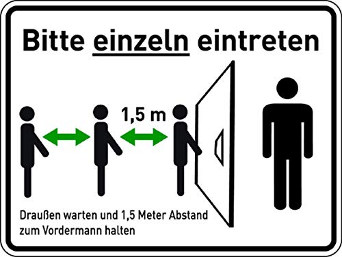 Folie selbstklebend Hinweisschild"Bitte einzeln eintreten" 150x200mm Aufkleber von Klar