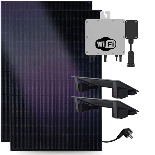 Balkonkraftwerk 800W komplett Steckdose Flachdach - KLARBEIT I 2x Balkonkraftwerk Halterung Flachdach | 2x Full Black 440w Solarpanel | 800W Wechselrichter upgradebar | Balkon Solaranlage Balkonkraftwerk 800W komplett Steckdose Flachdach - KLARBEIT I 2x Balkonkraftwerk Halterung Flachdach | 2x Full Black 440w Solarpanel | 800W Wechselrichter upgradebar | Balkon Solaranlage von KLARBEIT