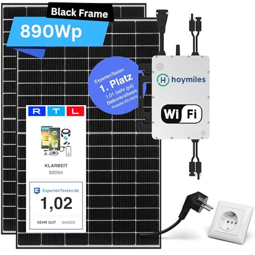 800 Watt Balkonkraftwerk - Hoymiles Balkonkraftwerk Set mit 2x Solarpanel 415w I Hoymiles hms-800w-2t wifi I 3m Schuko I Balkonkraftwerk 800 Watt Wechselrichter I Photovoltaik Komplettanlage 800 Watt Balkonkraftwerk - Hoymiles Balkonkraftwerk Set mit 2x Solarpanel 415w I Hoymiles hms-800w-2t wifi I 3m Schuko I Balkonkraftwerk 800 Watt Wechselrichter I Photovoltaik Komplettanlage von KLARBEIT