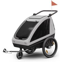 klarfit Klarfit GoKiddo Fahrradanhänger 2 Kinder - 2-in-1 Fahrradanhänger & Buggy mit Bremsen, Sicherheitsgurten, Verstellbaren Sitzen, 40kg von KLARFIT