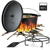 Galloway Dutch Oven 12.0 BBQ-Topf Gusseisen voreingebrannt Größe xl / 12 qt - Schwarz - Klarstein von KLARSTEIN