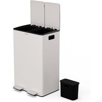 Klarstein - EcoVista Mülleimer - 60L Abfalleimer mit 2 Fächern & 3L Kompostbehälter, Soft-Close, Edelstahl, Küchen-Abfalleimer, Mülltrennsystem von KLARSTEIN