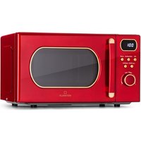 Klarstein Klarstein Mikrowelle mit Grill, 800 Watt Mikrowelle Klein, 3-in-1Edelstahl-Mikrowelle Rot, Kleine 20 Liter Mikrowelle mit Auftau- und von KLARSTEIN