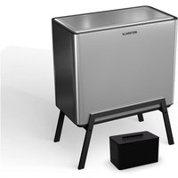 Klarstein Yuma Mülleimer 40-Liter-Abfalleimer für die Küche mit 3 Fächern und Aktivkohlefilter, Edelstahlgehäuse, abnehmbarer Kompostbehälter, von KLARSTEIN