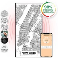 Wonderwall Air Art Smart Infrarotheizung Stadtplan New York 60x120cm 700W - Schwarz - Klarstein von KLARSTEIN