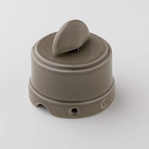 BELLE ÉPOQUE Vintage Drehknopf mit Textilkabel aus hochwertigem handgefertigtem Porzellan, Taupe BELLE ÉPOQUE Vintage Drehknopf mit Textilkabel aus hochwertigem handgefertigtem Porzellan, Taupe von KLARTEXT