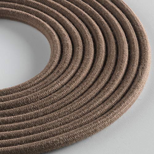 Klartext LUMIÈRE Textilkabel, rund, 3 x 0,75 mm, Baumwolle, Braun, 3 m lang, inklusive Erdkabel Ultimative Sicherheit von KLARTEXT