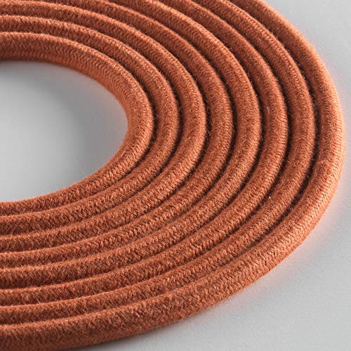 Klartext - Textilkabel rund Lumière für Beleuchtung, 3 x 0,75 mm, Baumwollziegel, 5 m. | Achtung: Erdkabel im Lieferumfang enthalten! Maximale Sicherheit gegen Erschütterungen! von KLARTEXT