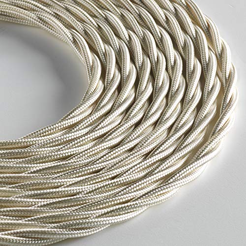 Klartext LUMIÈRE Textilkabel für Beleuchtung, 3 x 0,75 mm, Elfenbein, 5 m langes Kabel, inklusive Erdkabel Ultimative Sicherheit von KLARTEXT
