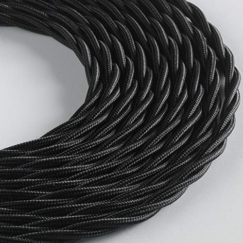 Klartext Textilkabel BELLE ÉPOQUE Vintage Elektroinstallation, 3 x 1 mm, Schwarz, 10 m von KLARTEXT