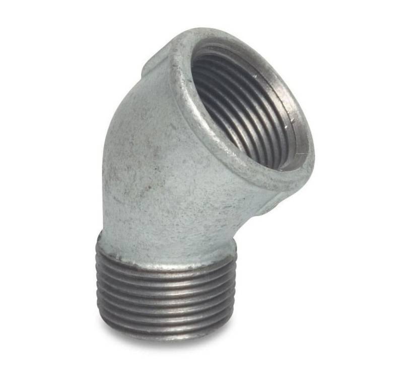 KLASEBO® Gewindefitting Gewindefitting Temperguss 45° Winkel, 1/2 Zoll IG x 1/2 Zoll AG von KLASEBO®