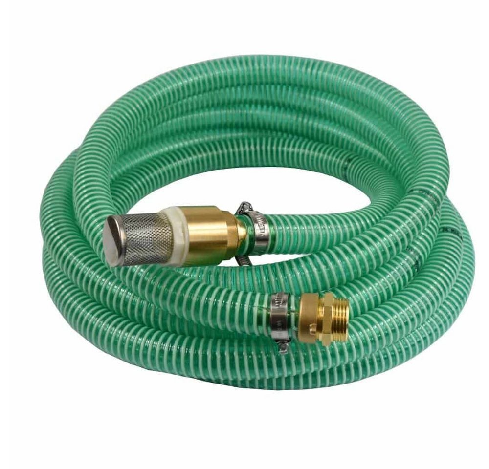 KLASEBO® Saugschlauch Saug Druckschlauch 1 Zoll Set, Saugkorb mit Rückschlagventil, Doppelnippel Messing - 1m von KLASEBO®