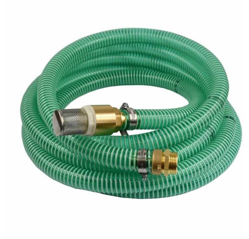 KLASEBO® Saugschlauch Saug Druckschlauch 1 Zoll Set, Saugkorb mit Rückschlagventil, Doppelnippel Messing - 1m von KLASEBO®